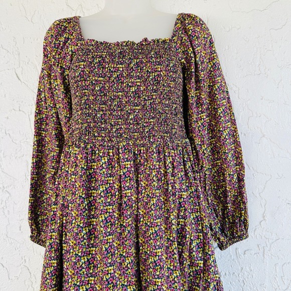 J.Crew Liberty Smocked Floral Midi Dress Cottagecore Boho Busy Lizzy Women Small - Picture 2 of 10